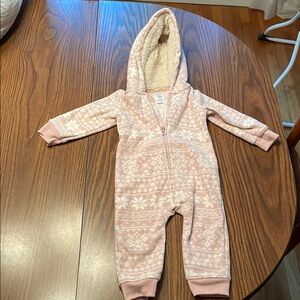 Carter's Pink and White Footies Cozy One Pieces
